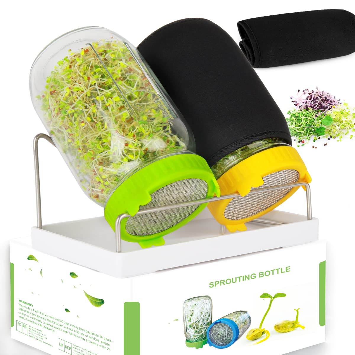 HASTHIP Seed Sprouting Jar with Lid 32Oz Glass Sprouting Mason Jar Ventilation PP Handled Lid Design Reuseable Glass Sprouting Mason Jar for Edible Sprouts, Mung Beans, Lentils HASTHIP Seed Sprouting Jar with Lid 32Oz Glass Sprouting Mason Jar Ventilation PP Handled Lid Design Reuseable Glass Sprouting Mason Jar for Edible Sprouts, Mung Beans, Lentils